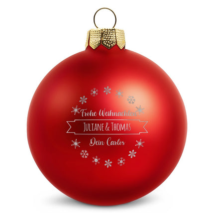 SEO. Gravierte Weihnachtskugel mit Wunschtext - Rot (matt) Linkreich