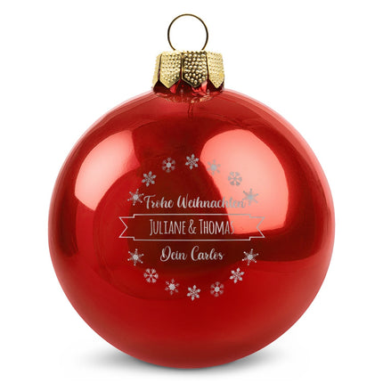 SEO. Gravierte Weihnachtskugel mit Wunschtext - Rot (glänzend) Linkreich