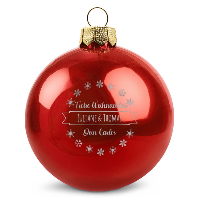 SEO. Gravierte Weihnachtskugel mit Wunschtext - Rot (glänzend) Linkreich
