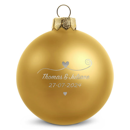 SEO. Gravierte Weihnachtskugel - Paar verliebt - Gold (matt) Linkreich