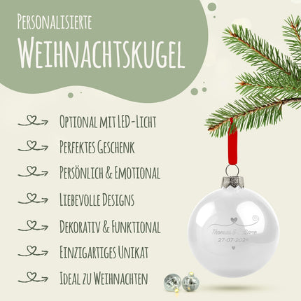SEO. Gravierte Weihnachtskugel - Paar verliebt - Schwarz (matt) Linkreich