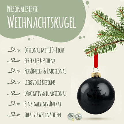 SEO. Gravierte Weihnachtskugel - Sternenkind - Schwarz (matt) Linkreich