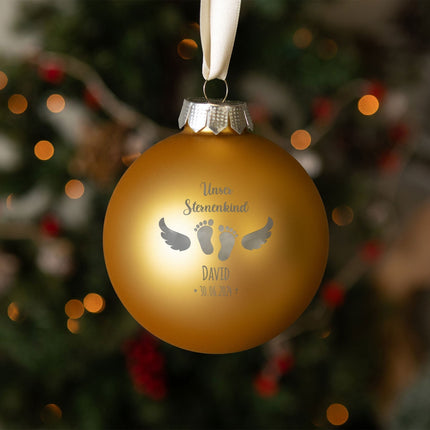 SEO. Gravierte Weihnachtskugel - Sternenkind - Gold (matt) Linkreich