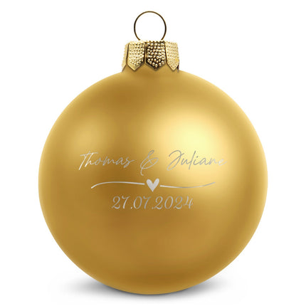 SEO. Gravierte Weihnachtskugel - Wedding Love - Gold (matt) Linkreich