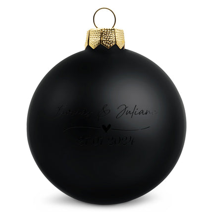SEO. Gravierte Weihnachtskugel - Wedding Love - Schwarz (matt) Linkreich