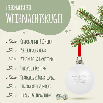 SEO. Gravierte Weihnachtskugel - Wedding Love - Schwarz (matt) Linkreich