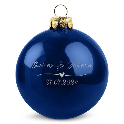 SEO. Gravierte Weihnachtskugel - Wedding Love - Blau (glänzend) Linkreich