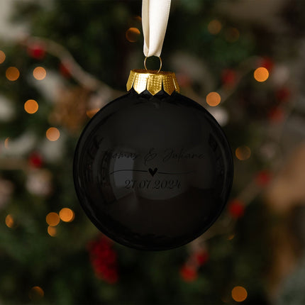 SEO. Gravierte Weihnachtskugel - Wedding Love - Schwarz (matt) Linkreich