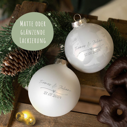 SEO. Gravierte Weihnachtskugel - Wedding Love - Schwarz (matt) Linkreich