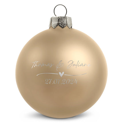 SEO. Gravierte Weihnachtskugel - Wedding Love - Beige (matt) Linkreich