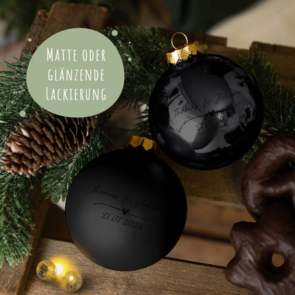 SEO. Gravierte Weihnachtskugel - Wedding Love - Schwarz (matt) Linkreich
