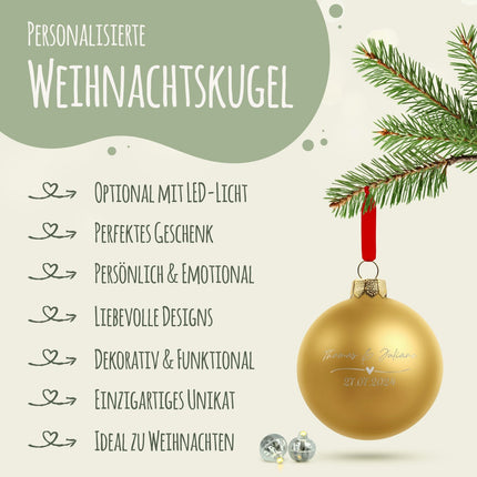 SEO. Gravierte Weihnachtskugel - Wedding Love - Gold (matt) Linkreich
