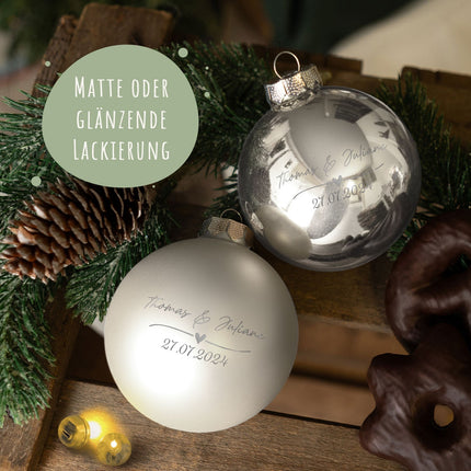 SEO. Gravierte Weihnachtskugel - Wedding Love - Schwarz (matt) Linkreich
