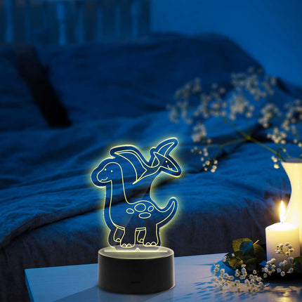 SEO. Graviertes Acrylglas im Dinosaurier Design mit LED - Sockel - Linkreich