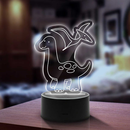 SEO. Graviertes Acrylglas im Dinosaurier Design mit LED - Sockel - Linkreich