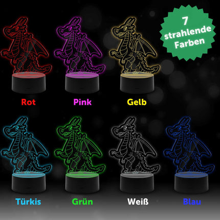 SEO. Graviertes Acrylglas im Drache Design mit LED - Sockel - Linkreich