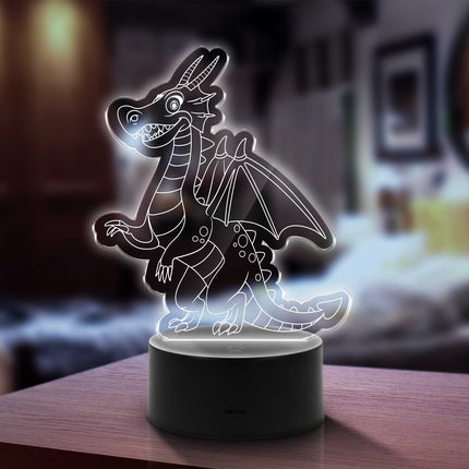 SEO. Graviertes Acrylglas im Drache Design mit LED - Sockel - Linkreich