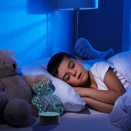 SEO. Graviertes Acrylglas im Drache Design mit LED - Sockel - Linkreich