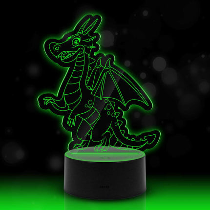 SEO. Graviertes Acrylglas im Drache Design mit LED - Sockel - Linkreich