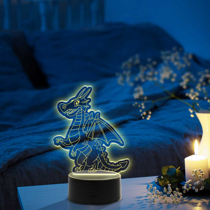 SEO. Graviertes Acrylglas im Drache Design mit LED - Sockel - Linkreich