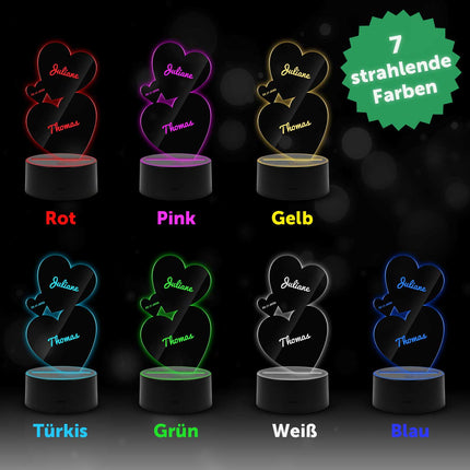 SEO. Graviertes Acrylglas im Drei Herzen Design mit LED - Sockel - Linkreich