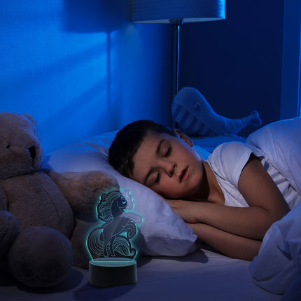 SEO. Graviertes Acrylglas im Einhorn Design mit LED - Sockel - Linkreich