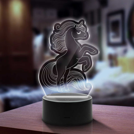 SEO. Graviertes Acrylglas im Einhorn Design mit LED - Sockel - Linkreich