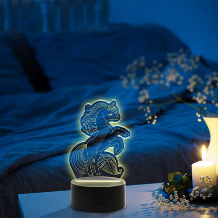 SEO. Graviertes Acrylglas im Einhorn Design mit LED - Sockel - Linkreich