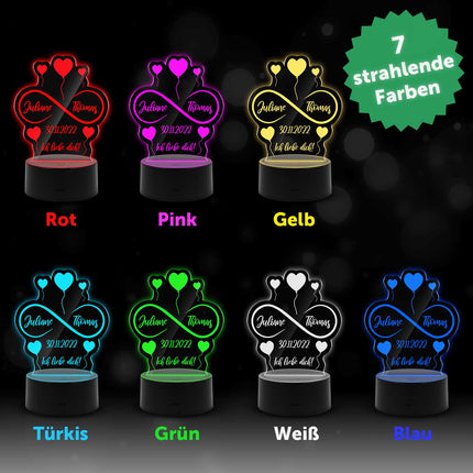 SEO. Graviertes Acrylglas im Unendliche Liebe Design mit LED - Sockel - Linkreich