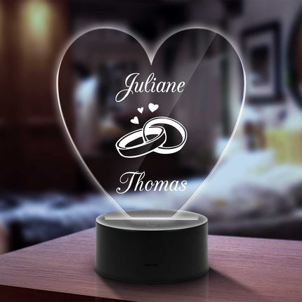 SEO. Graviertes Acrylglas im Wedding Design mit LED - Sockel - Linkreich