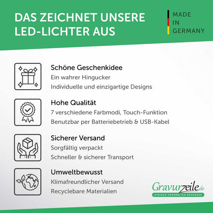 SEO. Graviertes Acrylglas im Wedding Design mit LED - Sockel - Linkreich