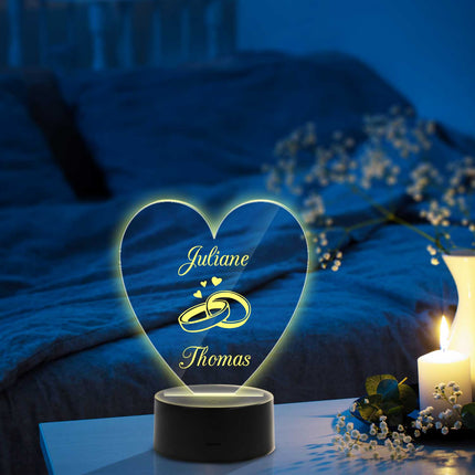 SEO. Graviertes Acrylglas im Wedding Design mit LED - Sockel - Linkreich