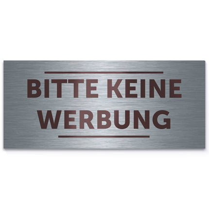 SEO. Graviertes Edelstahl Türschild - Bitte keine Werbung Linkreich
