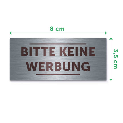 SEO. Graviertes Edelstahl Türschild - Bitte keine Werbung Linkreich