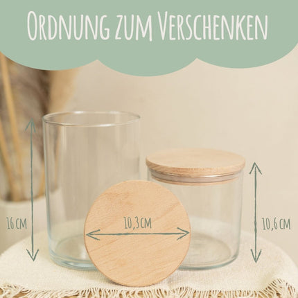 SEO. Graviertes Vorratsglas mit Holzdeckel - Danke für die kunterbunte Zeit - Klein Linkreich