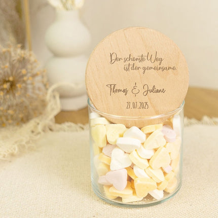 SEO. Graviertes Vorratsglas mit Holzdeckel - Der schönste Weg - Klein Linkreich