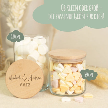SEO. Graviertes Vorratsglas mit Holzdeckel - Namen Symbol - Groß Linkreich