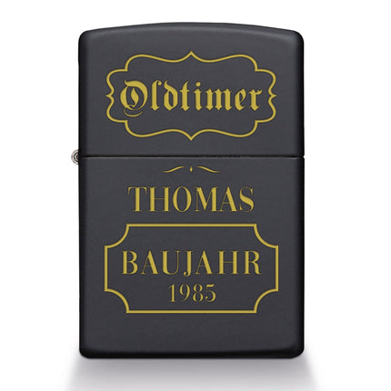 SEO. GRAVURZEILE x ZIPPO Personalisiertes Sturmfeuerzeug - Oldtimer - Windfest und Langlebig - Nachfüllbar - Linkreich