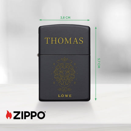 SEO. GRAVURZEILE x ZIPPO Personalisiertes Sturmfeuerzeug - Sternzeichen - Windfest und Langlebig - Nachfüllbar - Linkreich
