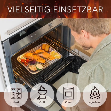 Grillhandschuhe aus Aramid Hitzebeständig bis zu 800° C - Schwarz (Grillhandschuhe) kaufen bei Linkreich – Jetzt entdecken!