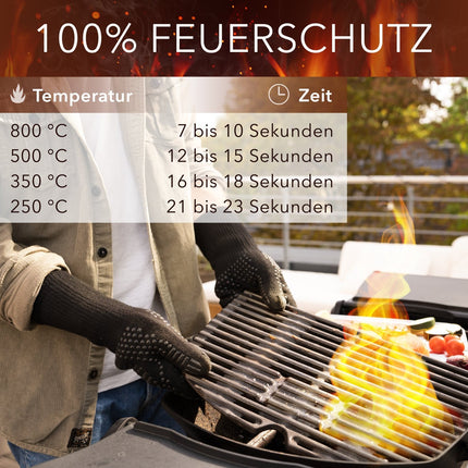 Grillhandschuhe aus Aramid Hitzebeständig bis zu 800° C - Schwarz (Grillhandschuhe) kaufen bei Linkreich – Jetzt entdecken!