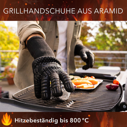 Grillhandschuhe aus Aramid Hitzebeständig bis zu 800° C - Schwarz (Grillhandschuhe) kaufen bei Linkreich – Jetzt entdecken!