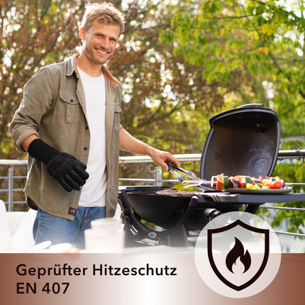 Grillhandschuhe aus Aramid Hitzebeständig bis zu 800° C - Schwarz (Grillhandschuhe) kaufen bei Linkreich – Jetzt entdecken!