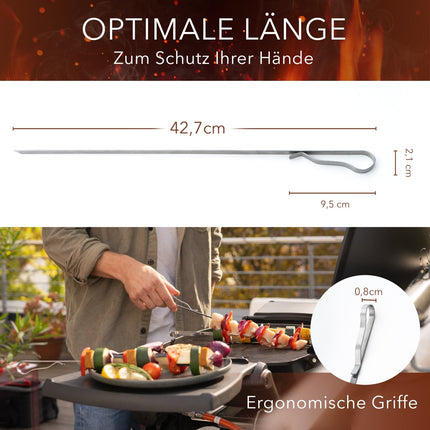 Grillspieße aus Edelstahl Lange Spieße für Fleisch & Gemüse - 10 Stück (Grillspieße) kaufen bei Linkreich – Jetzt entdecken!