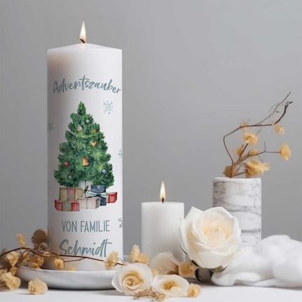 SEO. Große Kerze "Adventszauber" mit Namen zu Weihnachten - Linkreich
