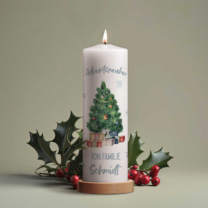 SEO. Große Kerze "Adventszauber" mit Namen zu Weihnachten - Linkreich