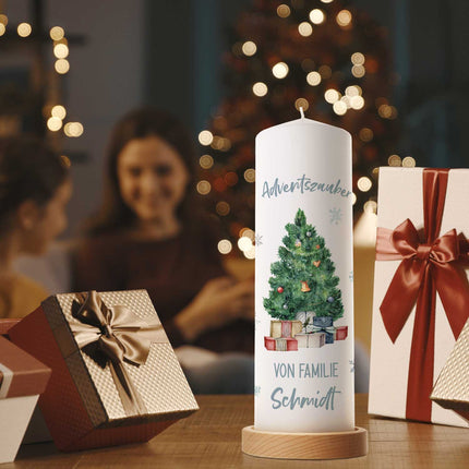 SEO. Große Kerze "Adventszauber" mit Namen zu Weihnachten - Linkreich
