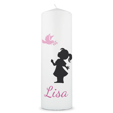 SEO. Große Kerze "Baby Silhouette" - Trauerkerze mit Namen & Wunschtext - Rosa Linkreich