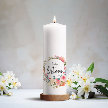 SEO. Große Kerze "Blumenkranz" zu Ostern - Linkreich