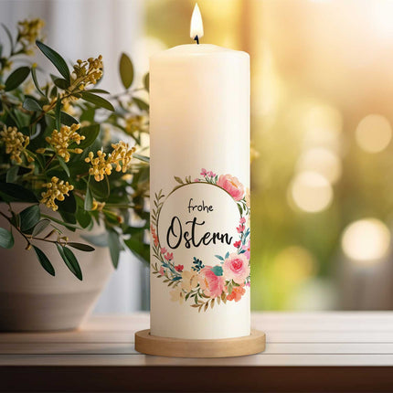 SEO. Große Kerze "Blumenkranz" zu Ostern - Linkreich